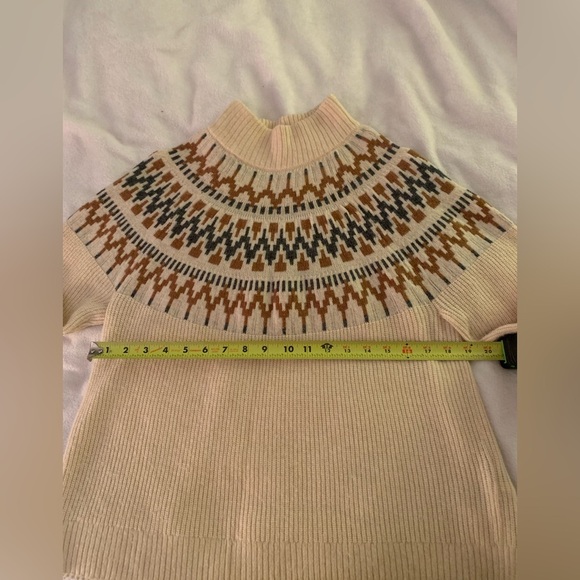 J.Crew Cream Fair Isle Mockneck Pullover Lambs Wool Cozy Sweater - Picture 8 of 10